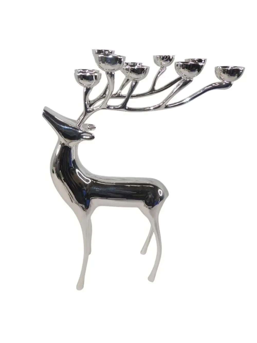 Pottery Barn Silver Finish Reindeer Candelabra 10 point